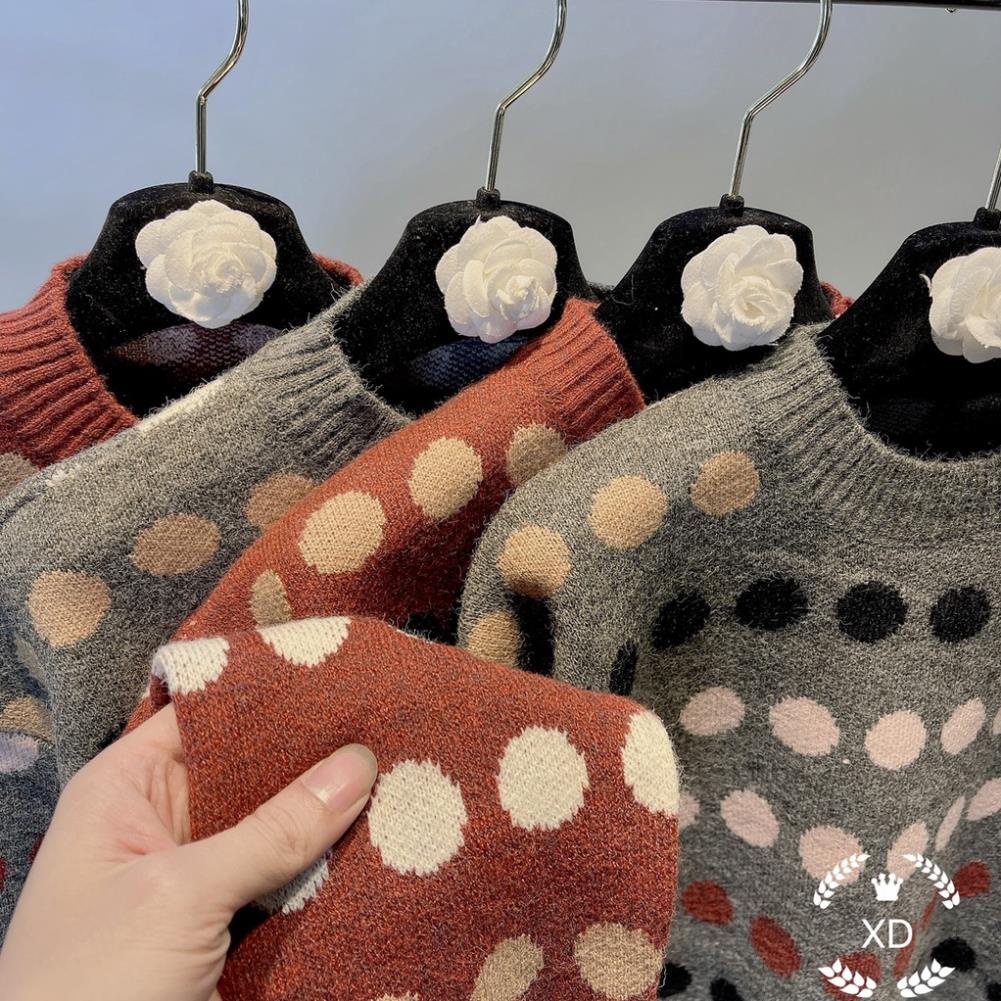 Áo len tay dài, áo len form dài chấm bi cực xinh mix đồ cực dễ chất len mặc ấm hàng quảng châu cao cấp mặc là sang | BigBuy360 - bigbuy360.vn