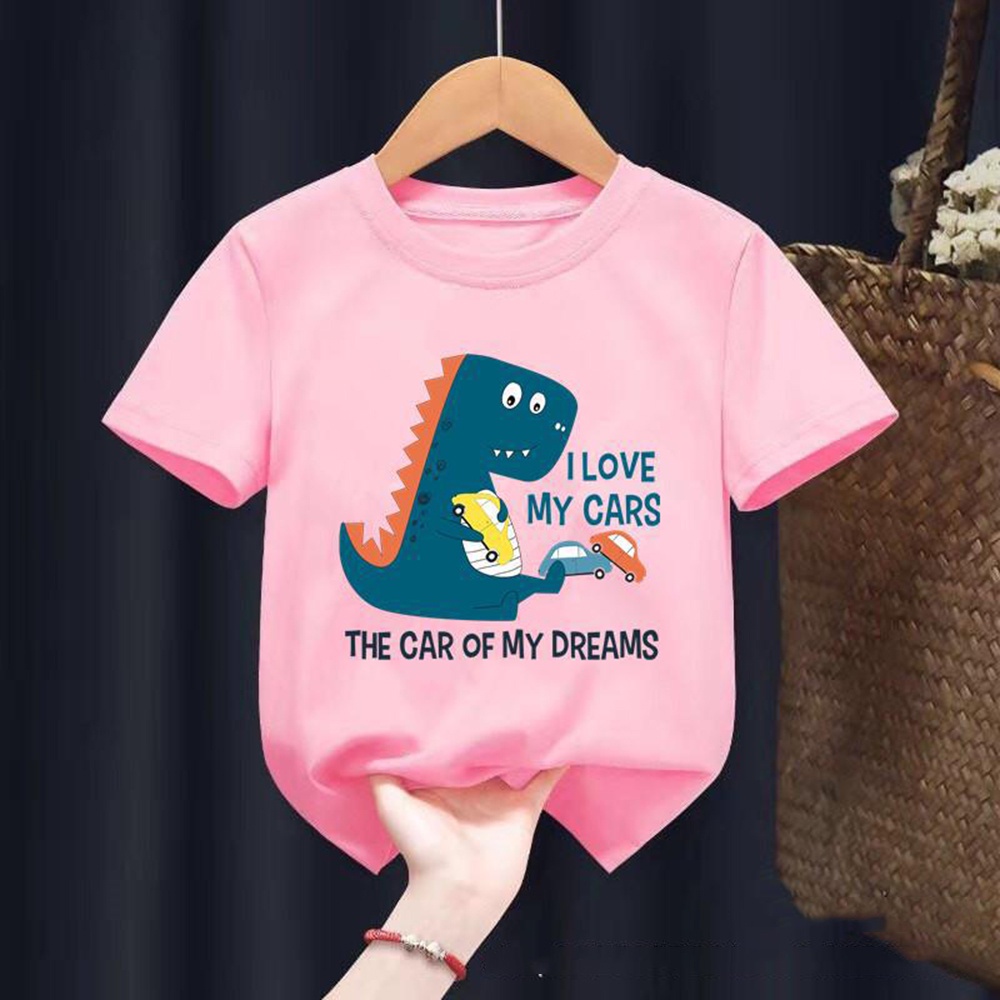 Áo thun cotton pha cổ tròn tay ngắn thoáng khí mùa hè cho bé gái