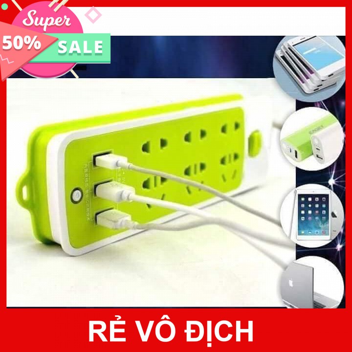 [Hot]-Ổ điện xanh đa năng có đầu cắm USB