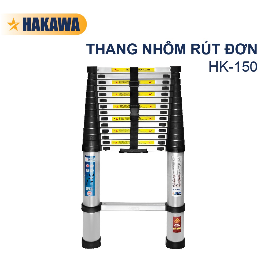 Thang nhôm rút đơn cao cấp HAKAWA - HK-150 - Sản phẩm chính hãng - bảo hành 2 năm