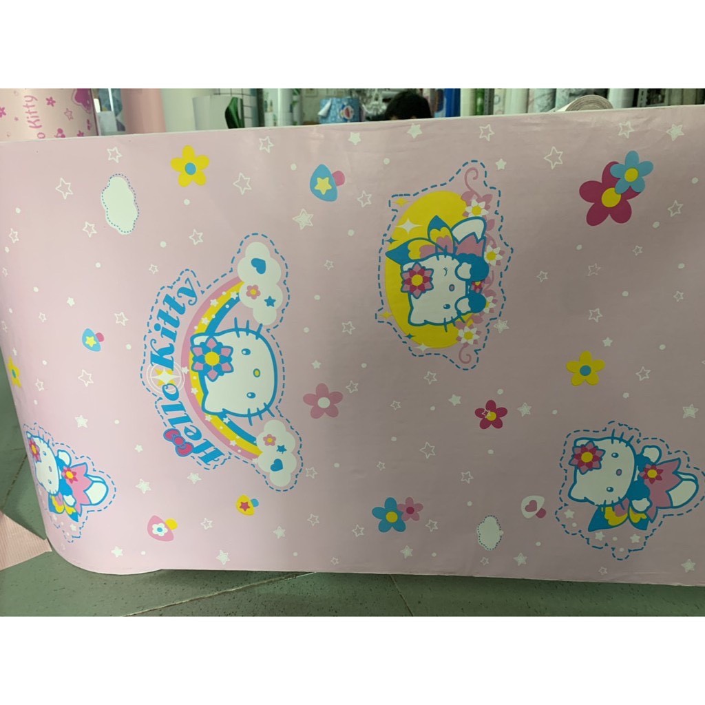 [Mã LIFEHLDEC giảm 10% đơn 99k] Giấy Dán Tường Hello Kitty khổ rộng 45cm (Giá 1 Mét) PK0101