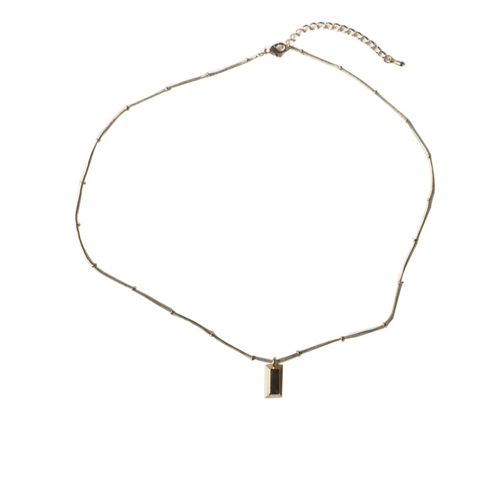 Vòng cổ Kim Loại Mạ Vàng Mặt Hình Chữ Nhật Ngắn