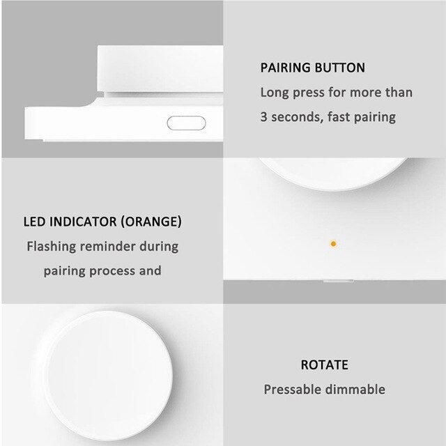 Công tắc đèn thông minh dán tường Smart Dimmer Switch Yeelight - Kết nối không dây Bluetooth với nhiều loại đèn Yeelight
