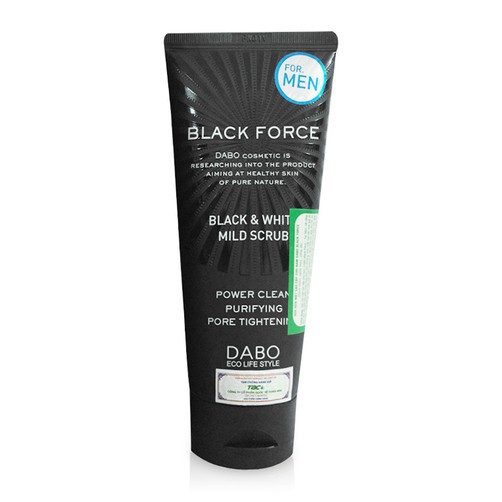 Sữa rửa mặt cao cấp dành cho nam Dabo Black Force Black &amp; White Mild Scrub 120ml