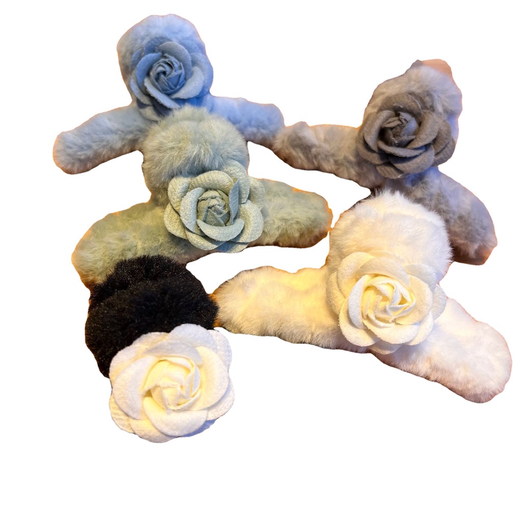 Kẹp Tóc Hoa Trà Nhồi Bông Phong Cách Mới 2022