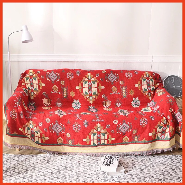 Thảm thổ cẩm trải sàn, Khăn phủ sofa họa tiết noel hàng nhập khẩu cao cấp nhiều kích thước