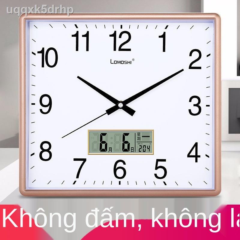 ∏ ✽ ¤☏đồng hồ treo tường điện tử hình vuông phòng khách bầu không khí im lặng nhà cá tính thời trang sáng tạo đơn giản t