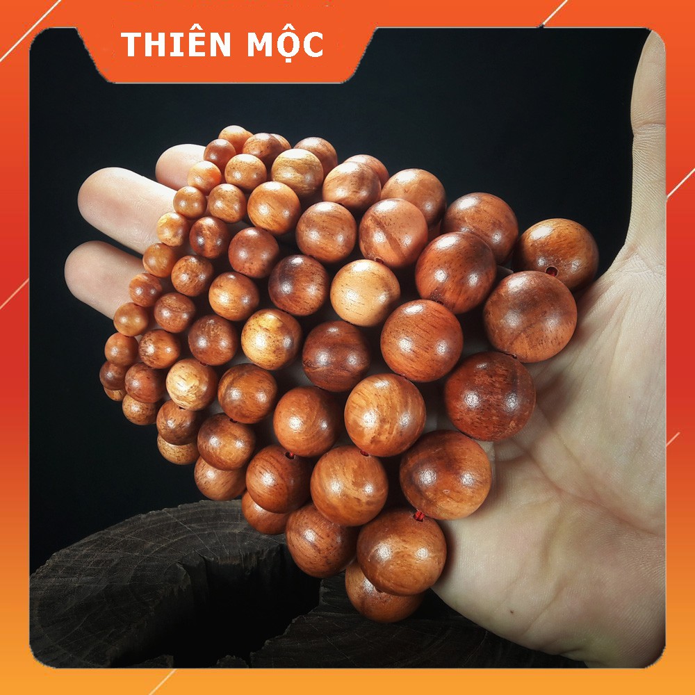 Vòng gỗ Huyết Long, để mộc, chất gỗ già đanh, thấu quang mạnh, hợp mệnh Hỏa/Thổ