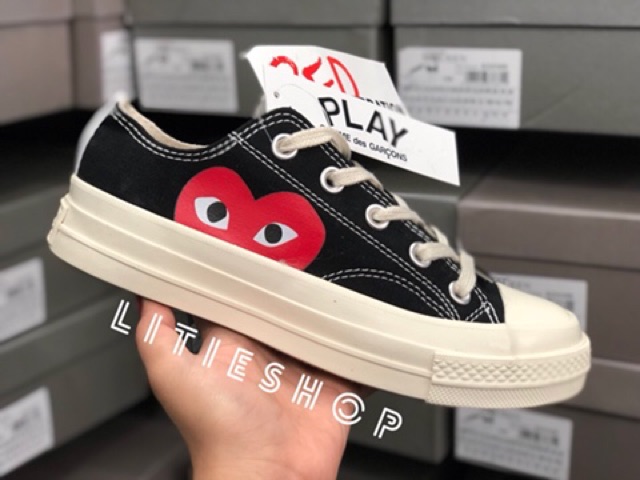 ẢNH THẬT | GIÀY ♥️ Comme Des Garcons Play X Converse Chuck Taylor - Hidden Heart Low Top Sneaker ♥️ CDG NAM NỮ THẤP ĐEN