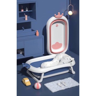 Chậu Tắm Gập Gọn Vương Miện Tặng Kèm Phao Tắm Và Chậu Rửa Mặt Gập Gọn