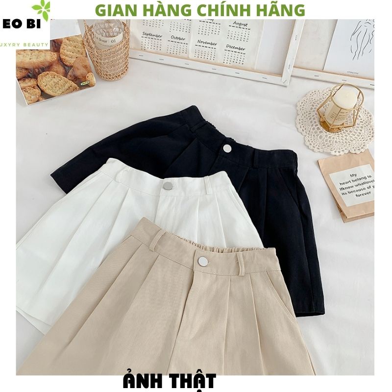 Quần short vải nữ 3 mầu kiểu dáng công sở ulzzang vintage hàn quốc -EOBI