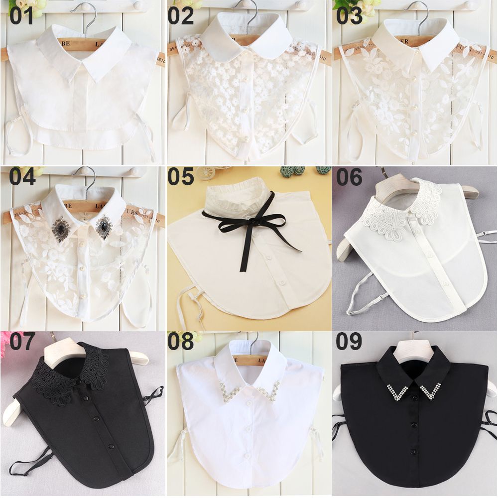 Cổ áo rời thắt dây màu trơn thời trang cổ điển dành cho nữ