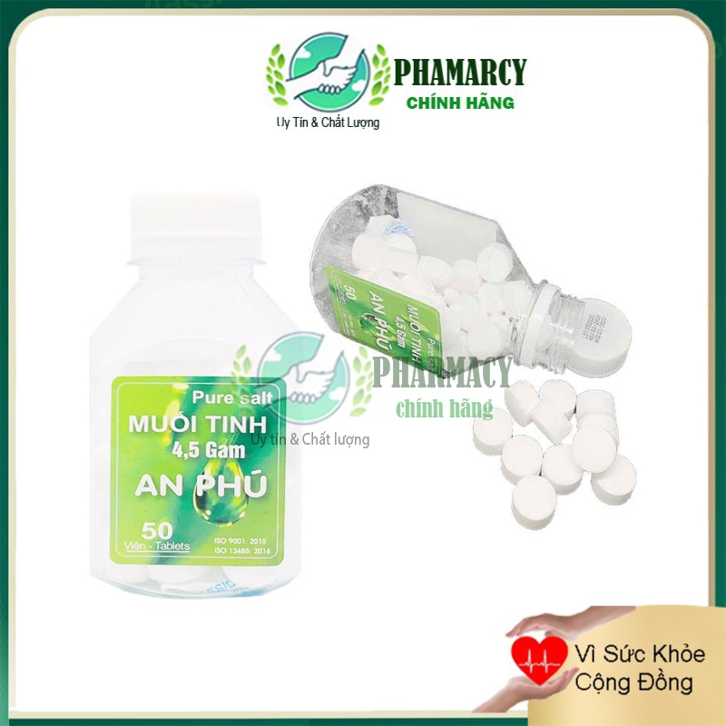 Muối sinh lý Viên muối tinh Nacl 0.9% dạng viên tự pha với nước thành nước muối sinh lý tại gia đình An Phú 50 viên