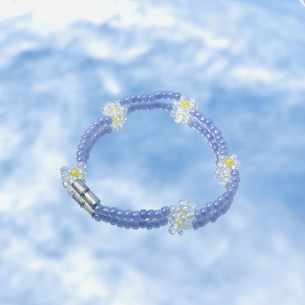 Handmade - Vòng tay hạt cườm hoa daisy nhiều màu