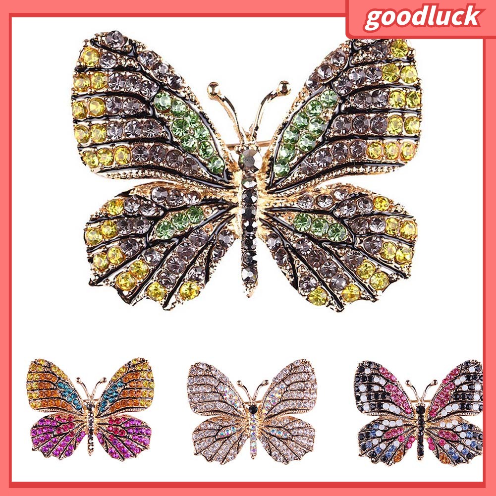 Trâm Cài Áo Hình Bướm Có Đính Đá Nhiều Màu Cho Nữ