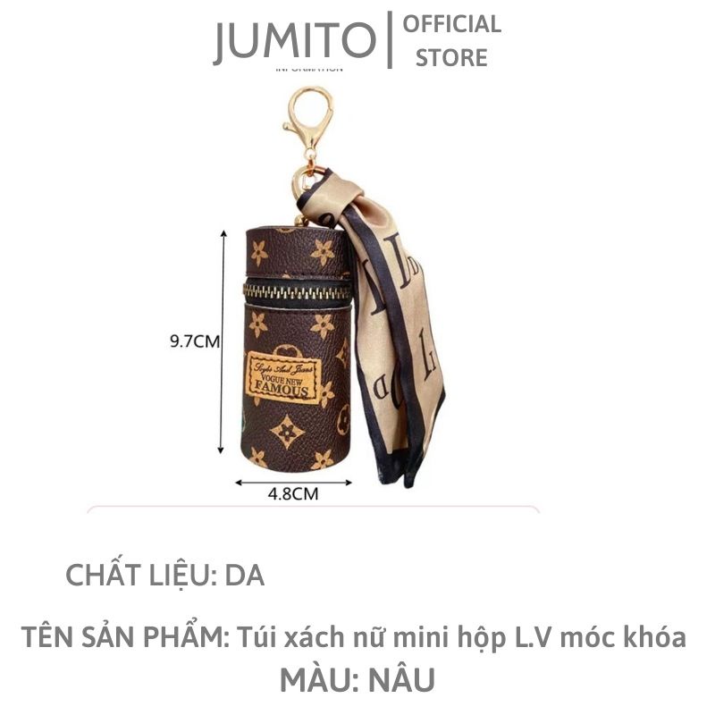Túi xách nữ mini hộp L.V móc khóa đựng đồ tiện dụng phụ kiện trang trí hot trend JUMITO T1.048