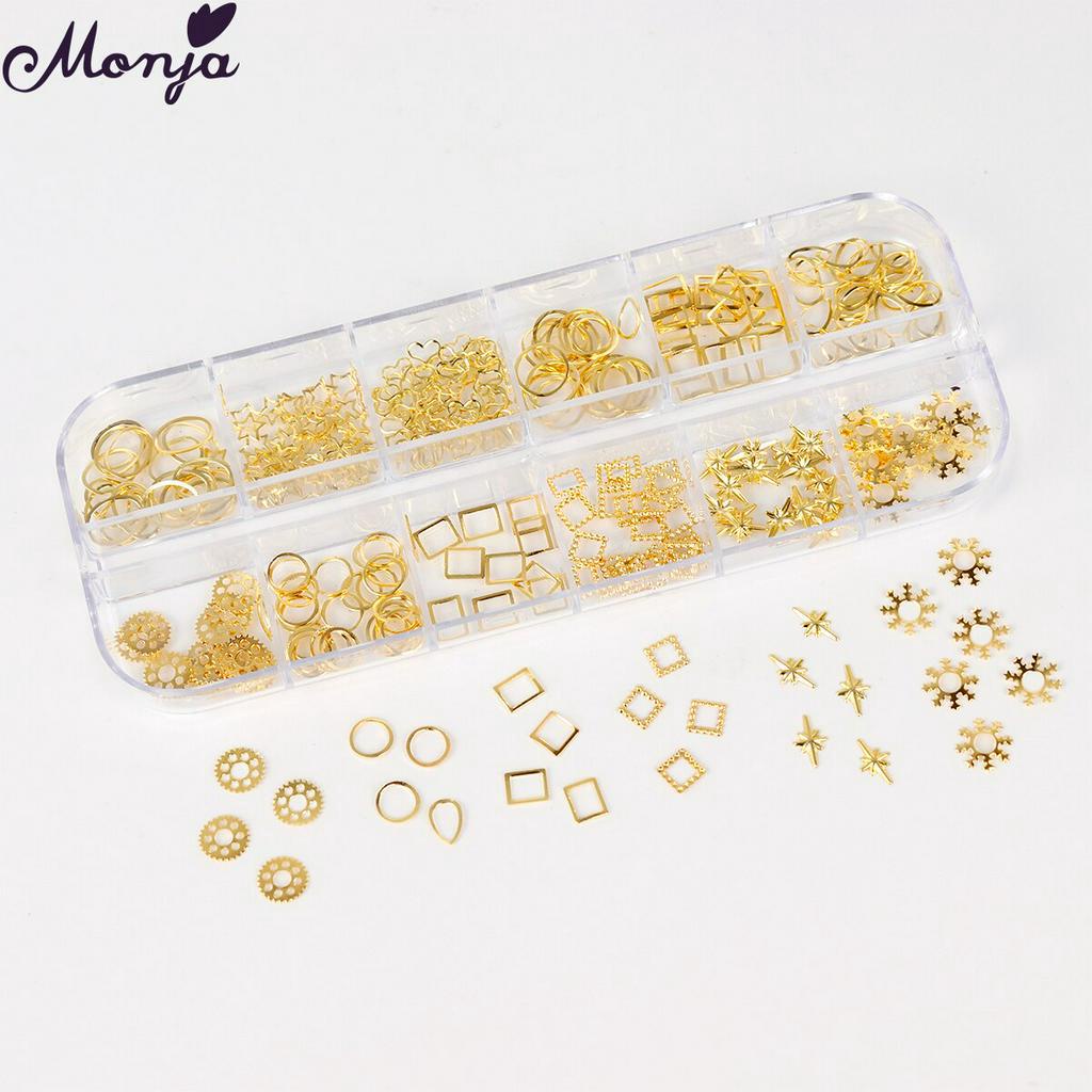 MONJA Hộp phụ kiện trang trí móng tay 3D 12 ngăn