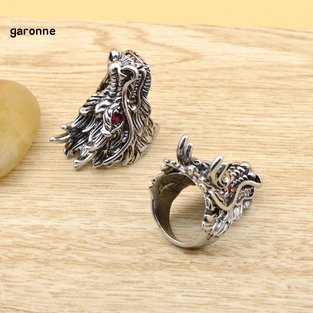 Nhẫn đeo tay làm từ kim loại hình đầu rồng đính đá thời trang cho nam