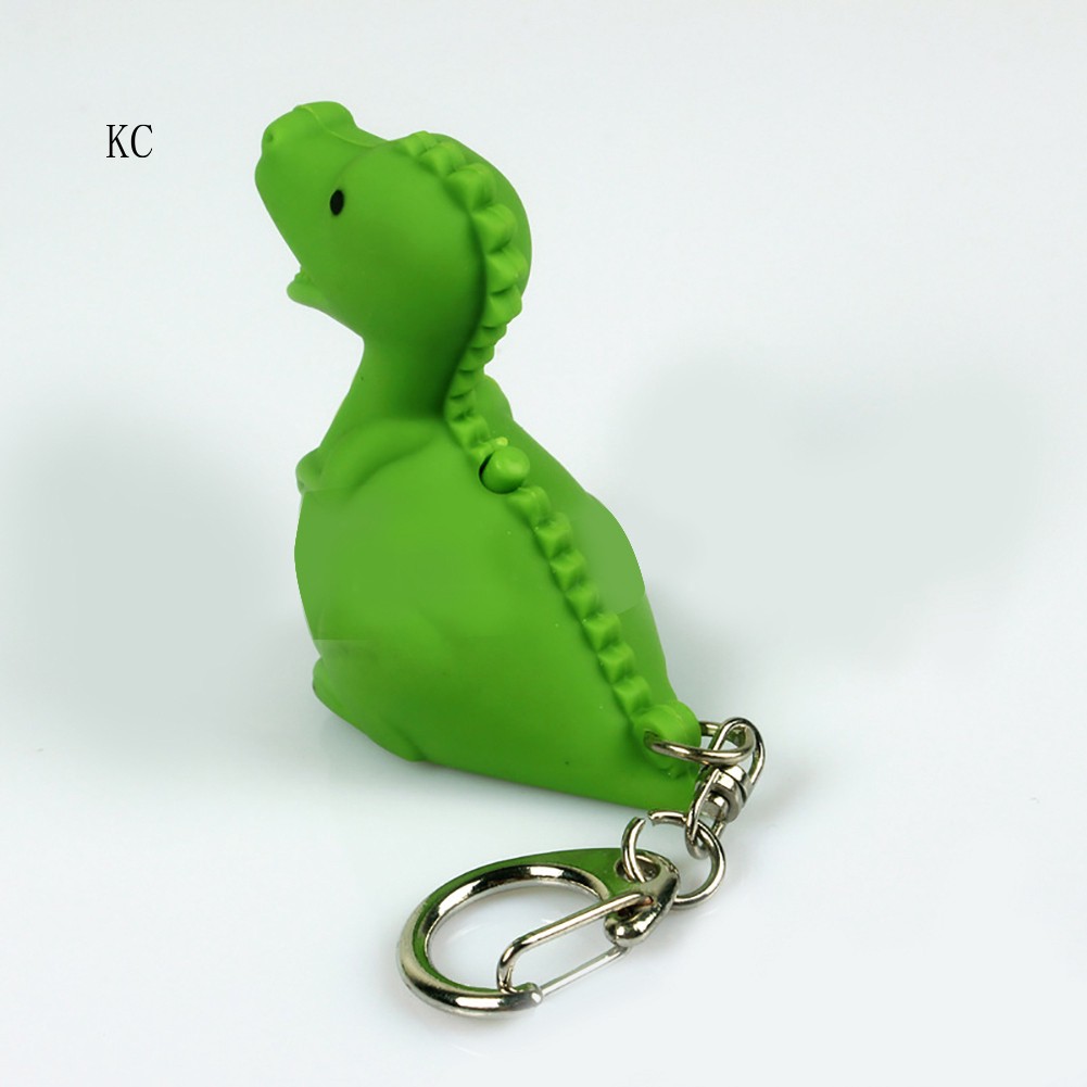 ❣Creative LED Light Sound Cute Dinosaur Keychain Pendant Decor Key Ring Ornament