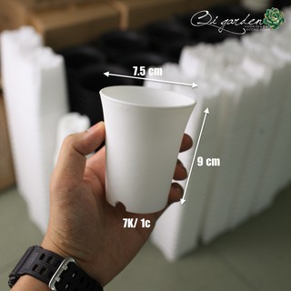 Chậu nhựa trắng tròn cao size 7.5cm