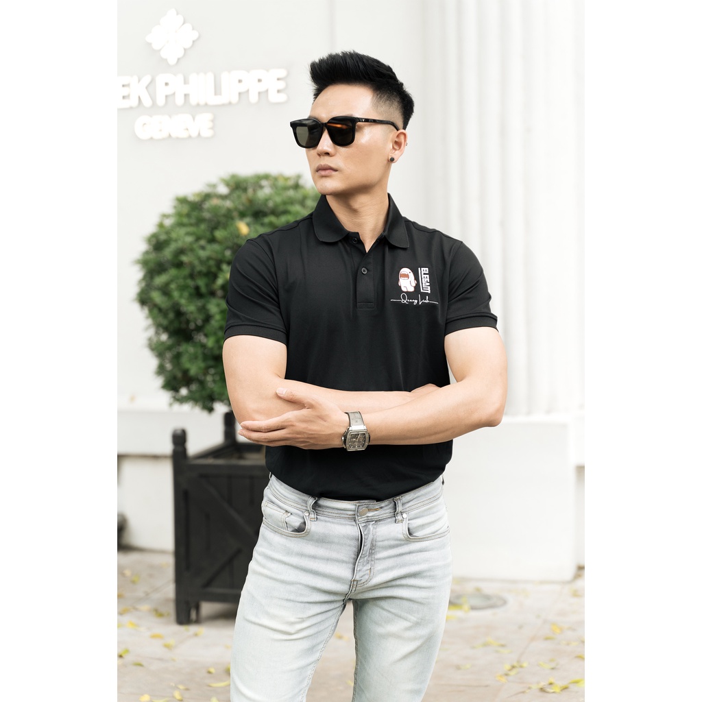 Áo POLO nam ELEGANT THÊU TÊN yêu cầu basic đẹp vải cá sấu COTTON mềm mịn co giãn 4 chiều, chống nhăn, thoáng mát - LILA