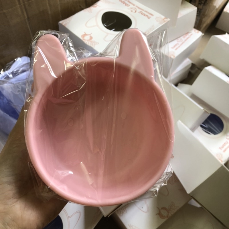 Bát silicon chống đổ hình thỏ (chén bát ăn dặm)