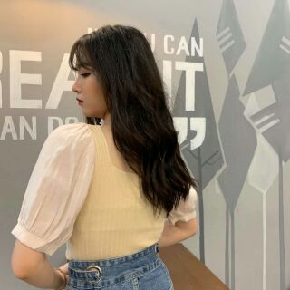 Áo len cổ vuông tay lỡ