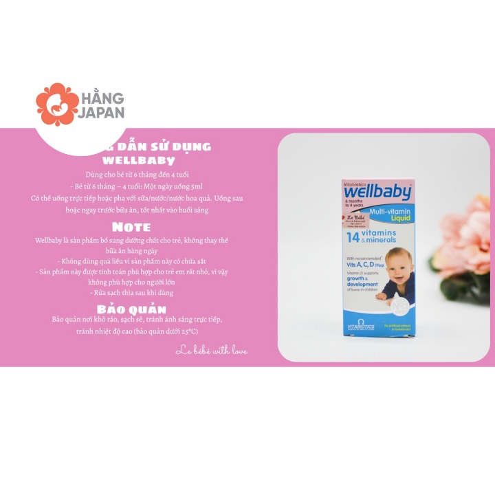 Vitamin tổng hợp cho bé Wellbaby Multi 14 Vitamin từ 6 tháng tuổi trở lên Hàng ANH