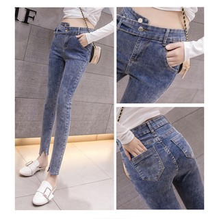 [Hàng order] Quần jeans cạp cao eo lệch cá tính(Q29)