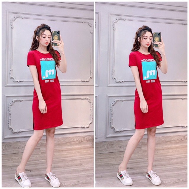 Đầm THUN THÁI in - xẻ tà (bao chất đẹp) | BigBuy360 - bigbuy360.vn