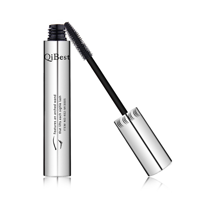 Mascara chải cong dài dày lông mi QIBEST tự nhiên sợi lụa 4D chống thấm nước nhanh khô