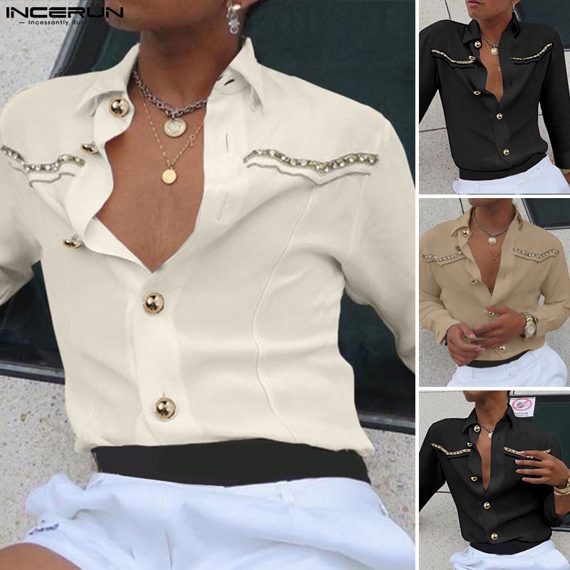 Áo sơ mi INCERUN tay dài thời trang dành cho nam