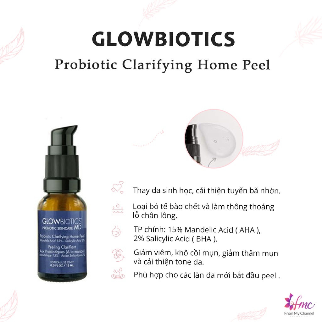 Tinh chất GLOWBIOTICS Probiotic Clarifying Home Peel - Giảm mụn, Cải thiện lỗ chân lông và làm sáng da 15ml - Chăm sóc da mặt | TheBodyHolic.com