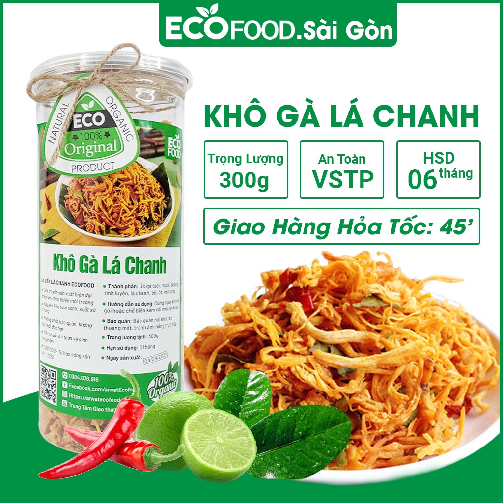 Gà khô lá chanh Ecofood 300G cay, thơm ngon an toàn vệ sinh thực phẩm | BigBuy360 - bigbuy360.vn
