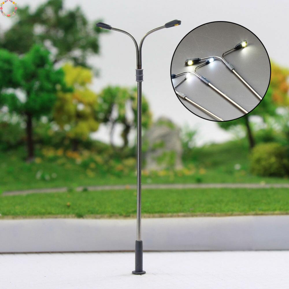 Bộ 10 đèn LED hai đầu Đèn chiếu sáng trắng 10cm để trang trí cảnh quan nhỏ Bàn cát xây dựng mô hình Đèn đường Đèn đường đôi có đầu Loại E