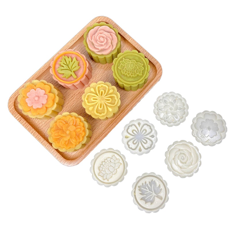 Set 50 Khuôn Làm Bánh Trung Thu Hình Hoa Sen Với 6 Mẫu Khác Nhau