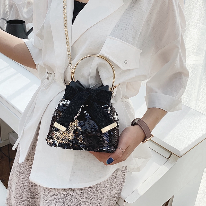 Túi Đeo Vai Mini Đính Kim Sa Lấp Lánh Phong Cách Hàn Quốc
