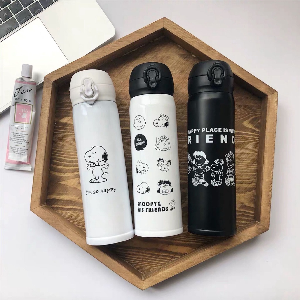 Bình Nước Giữ Nhiệt Hình Chú Chó Snoopy Dễ Thương Phong Cách Hàn Quốc
