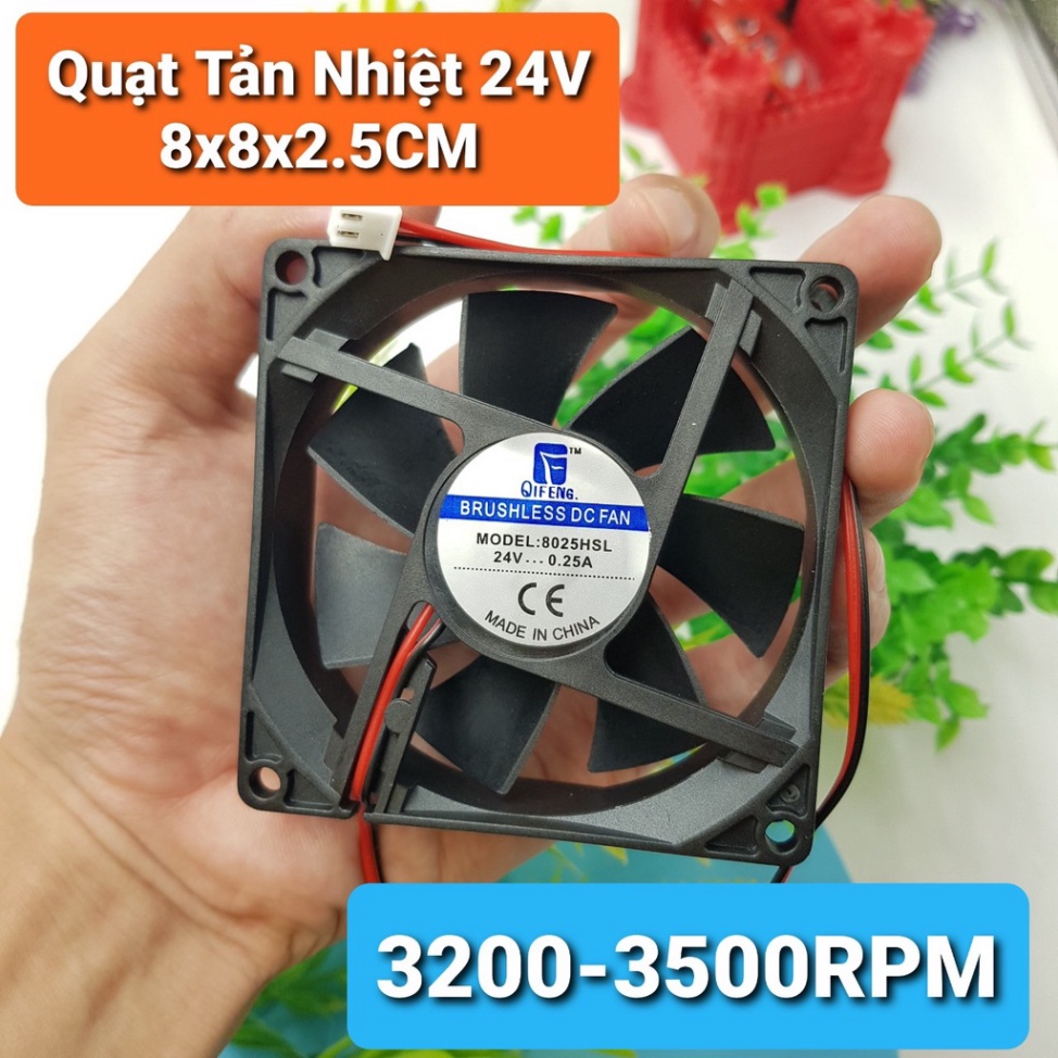 Quạt Tản Nhiệt 24V 8x8CM QG8025-24V🍀Quạt 24V 8025 8CM🍀Quạt Thổi Nhiệt Hút Mùi 24V Siêu Khỏe