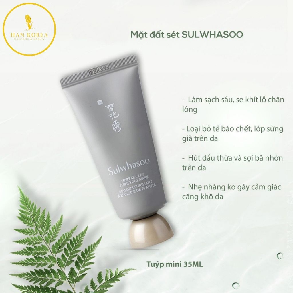 Nạ đất set trắng da, kiềm dầu SULWHASOO herbal clay purifying mask 35ml HÂN KOREA