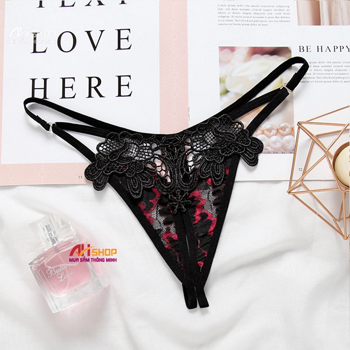 Quần lọt khe khoét đáy freesize sexy, quần chip nữ ren không đũng gợi cảm xì lip xẻ khe 2151