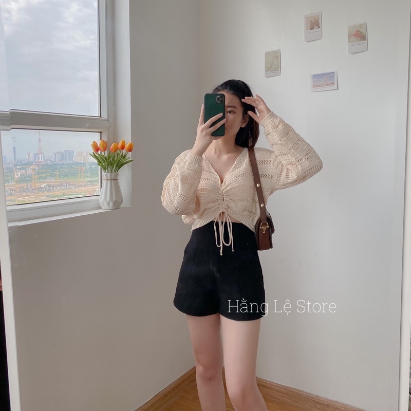 Áo ren dài tay rút dây trước ngực tạo điểm nhấn hàng Quảng Châu - ảnh thật shop chụp