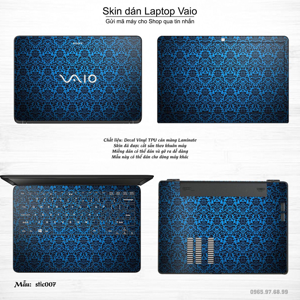 Skin dán Laptop Sony Vaio in hình Hoa văn sticker nhiều mẫu 2 (inbox mã máy cho Shop)