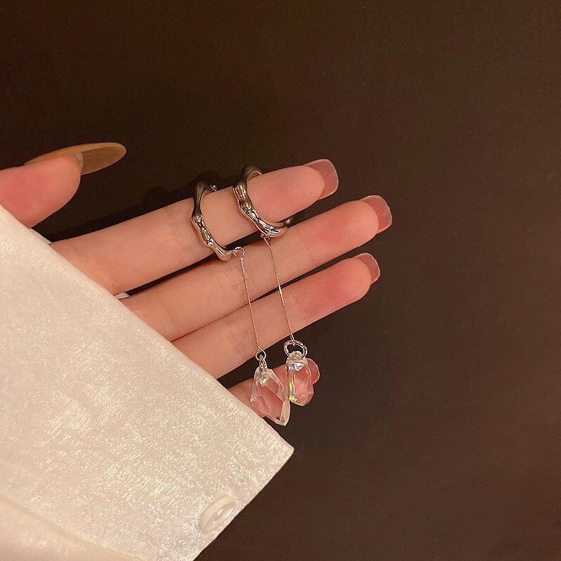 Bông Tai Nữ Hợp Kim Cao Cấp ERASHOP 078503 - Dây Dài Đá Trong Suốt Đơn Giản, Thanh Lịch, Đi Chơi, Đi Tiệc Siêu Vintage