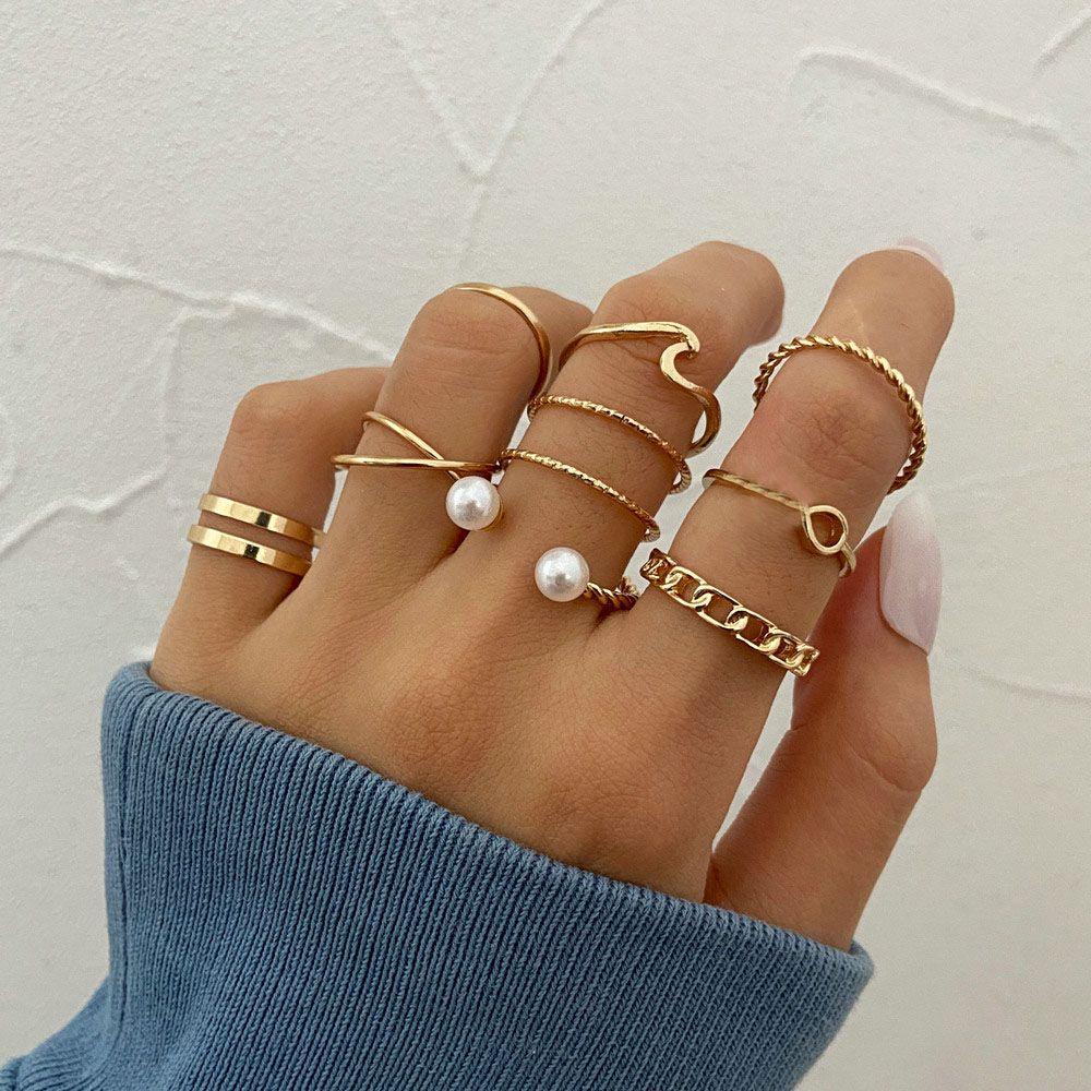 FUTURE Fashion Design Ring set Geometric Fashion Jewelry Women Rings Hollow|Wedding Jewelry Cross Open Vintage Midi Knuckle