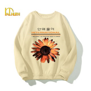 Áo sweater nam nữ in hoa chất liệu vải nỉ bông mềm mịn size từ 40-70kg