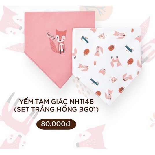 [LULLABY SALE] Set 2 YẾM TAM GIÁC khuy bấm Lullassic bé trai / bé gái