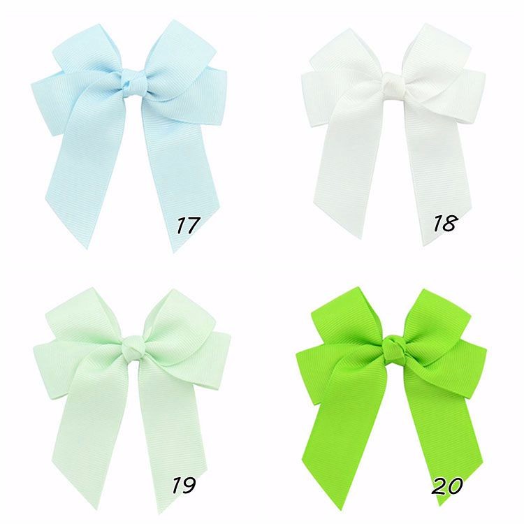 RainBow Bows 1 Kẹp Tóc Nơ Lớn Màu Trơn Dành Cho Bé Gái