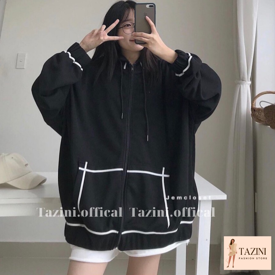 [Video + Ảnh Thật] Áo Khoác Nữ Viền Trắng 3 Màu Chất Nỉ Ngoại Form Rộng TaZiNi - Mã 462 | BigBuy360 - bigbuy360.vn