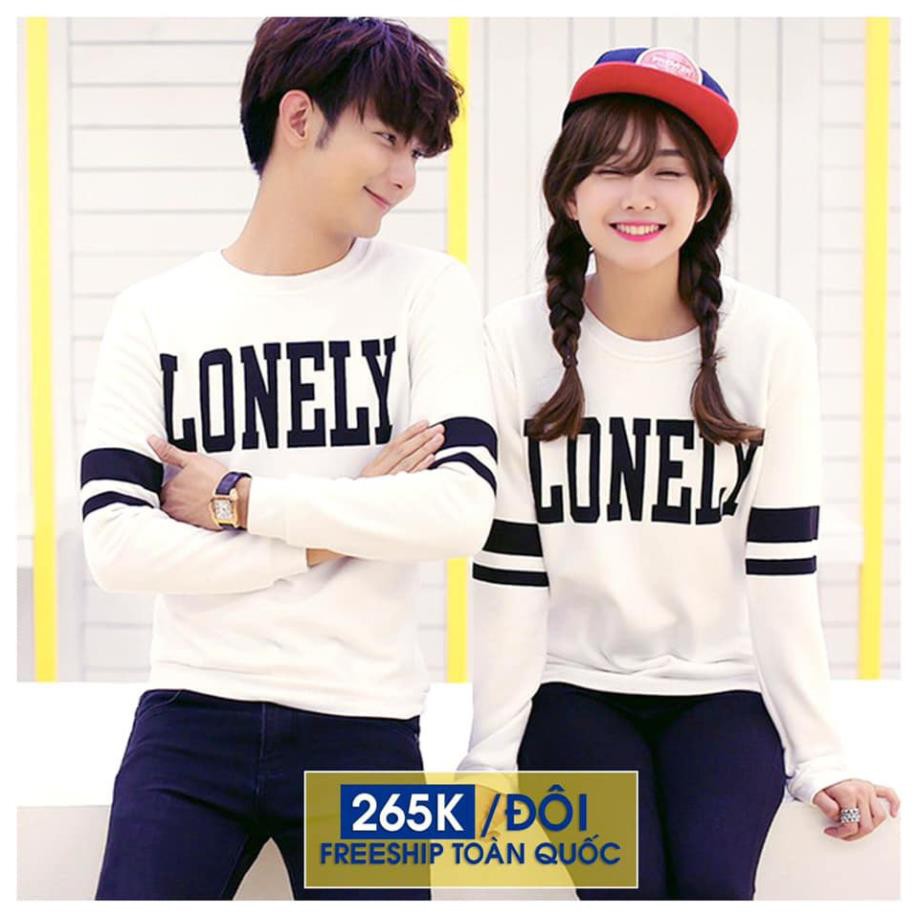 Áo thun cotton nam nữ LONELY dài tay không cổ, áo cặp đôi giá sỉ